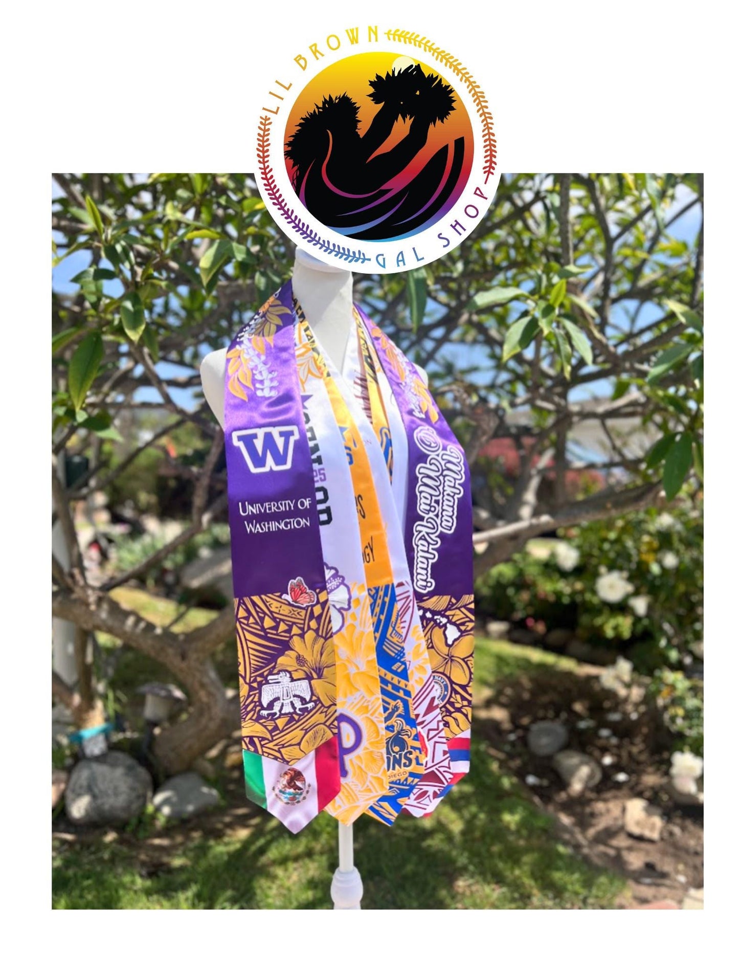 Tribal PIKO (Navel Connection) Graduation Stole - Cultural Flags | Sports | Honors - Polynesian Inspired - High School | College