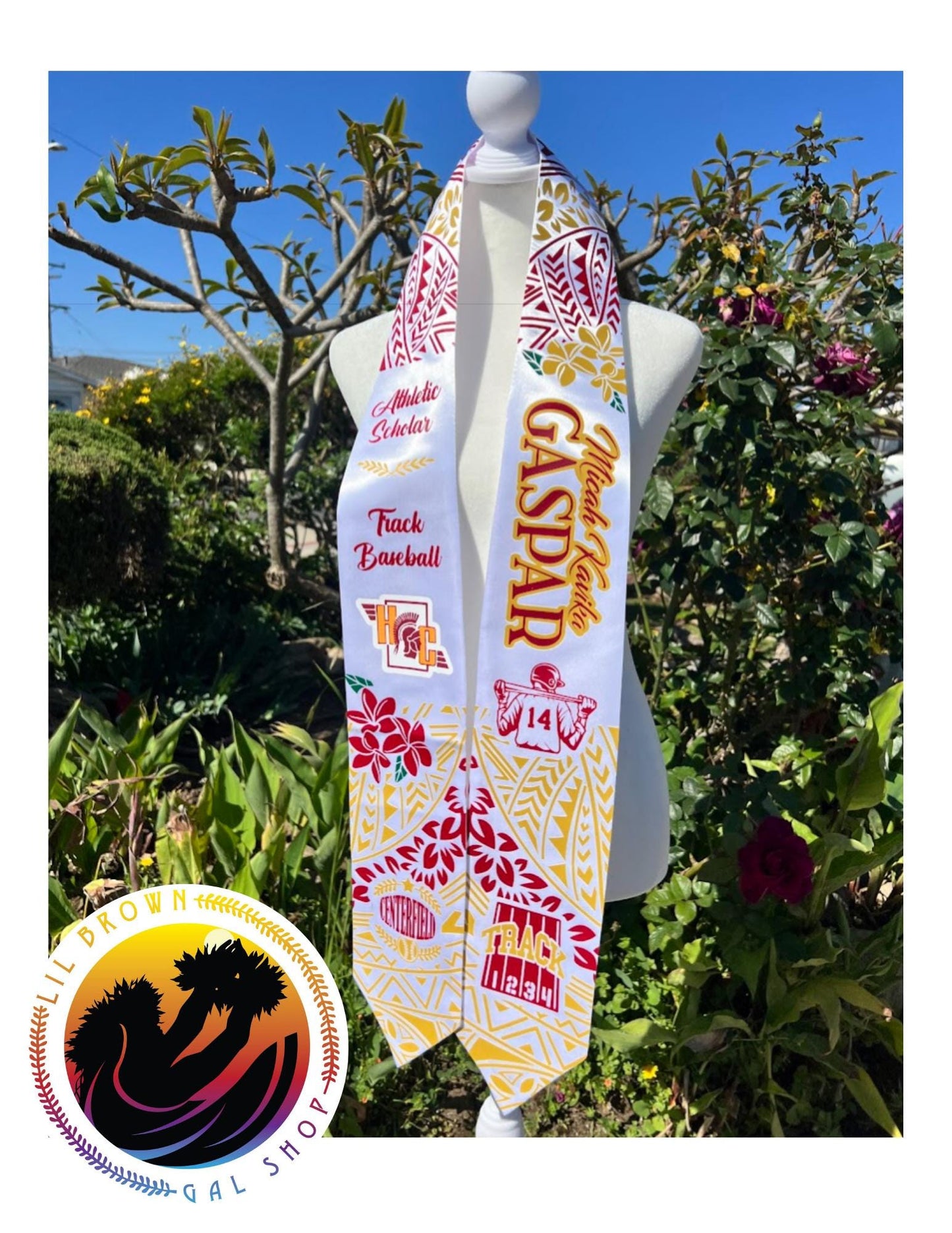 Graduation Stole - Flowers - High School | College - Custom, Band, Track, Yearbook, Sports, Cheerleader, Football