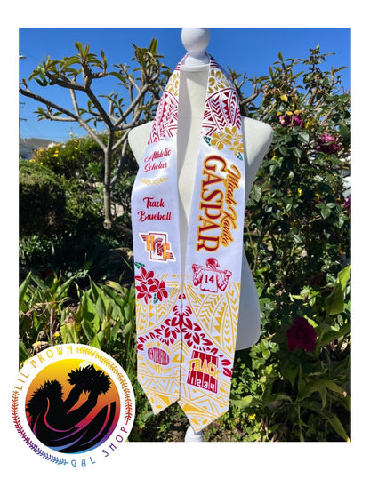 Graduation Stole - Flowers - High School | College - Custom, Band, Track, Yearbook, Sports, Cheerleader, Football