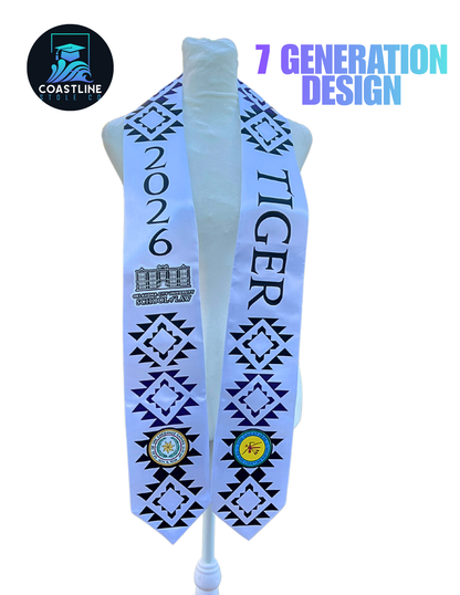 Native American SEVEN GENERATIONS - Graduation Stole - Custom - Softball/Baseball - High School | College Sports Track Volleyball Football Soccer