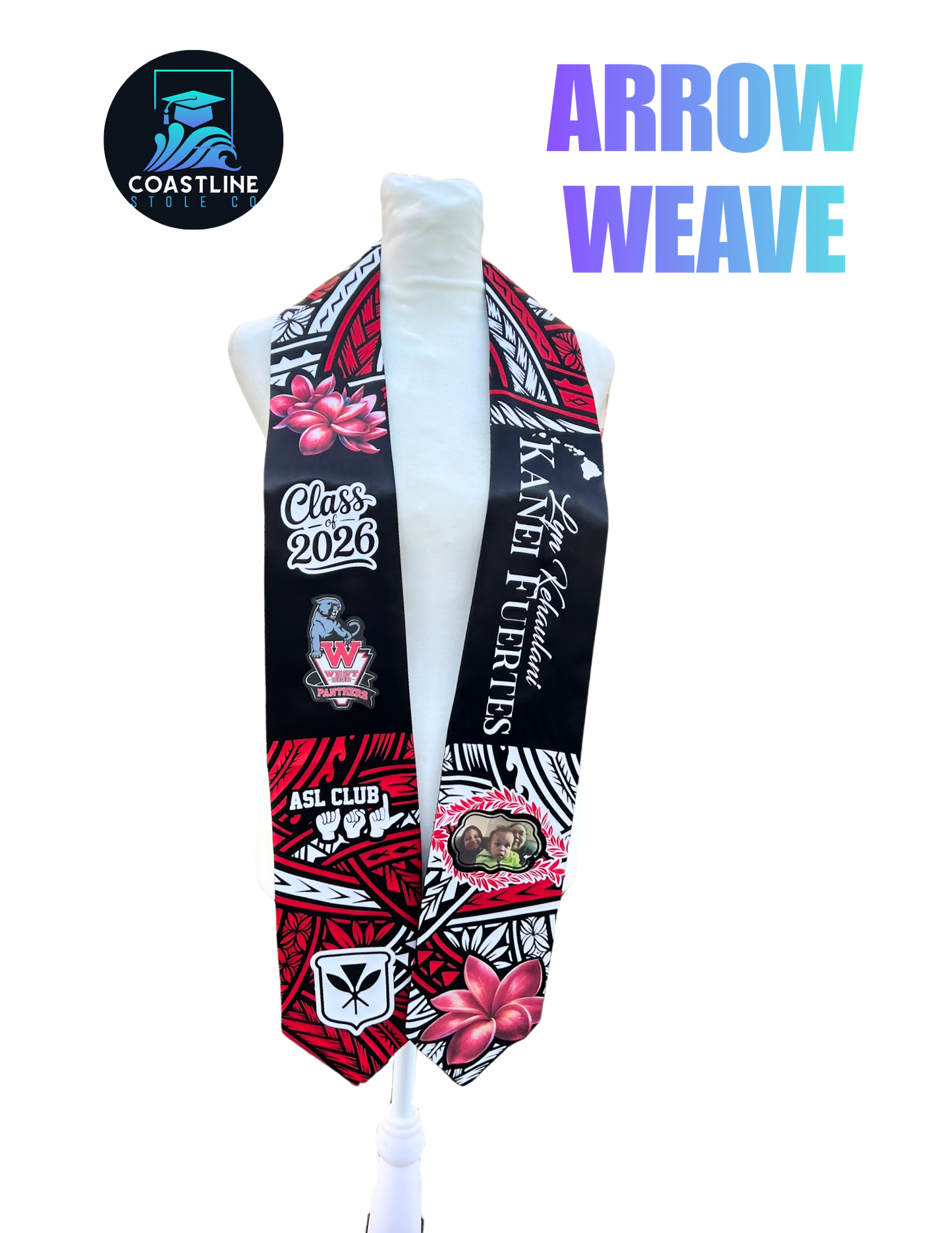 Tribal ARROW WEAVE Graduation Stole - Cultural Flags | Sports | Honors - Polynesian Inspired - High School | College