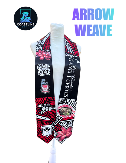 Tribal ARROW WEAVE Graduation Stole - Cultural Flags | Sports | Honors - Polynesian Inspired - High School | College