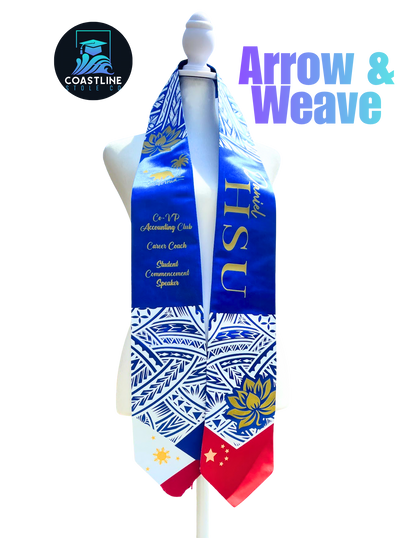 Tribal ARROW WEAVE Graduation Stole - Cultural Flags | Sports | Honors - Polynesian Inspired - High School | College