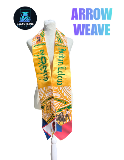Tribal ARROW WEAVE Graduation Stole - Cultural Flags | Sports | Honors - Polynesian Inspired - High School | College