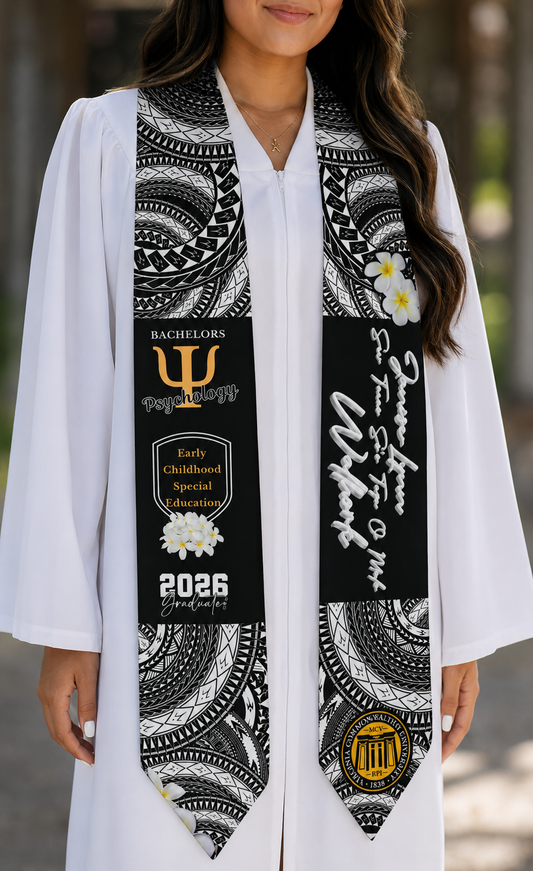 Tribal AHIU (Wild) Graduation Stole - Cultural Flags | Sports | Honors - Polynesian Inspired - High School | College
