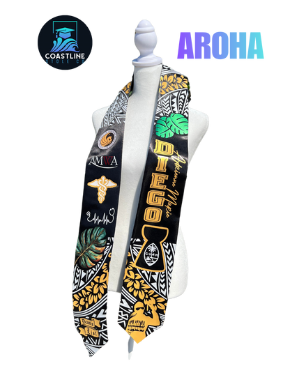 Tribal AROHA Graduation Stole - Cultural Flags | Sports | Honors - Polynesian Inspired - High School | College