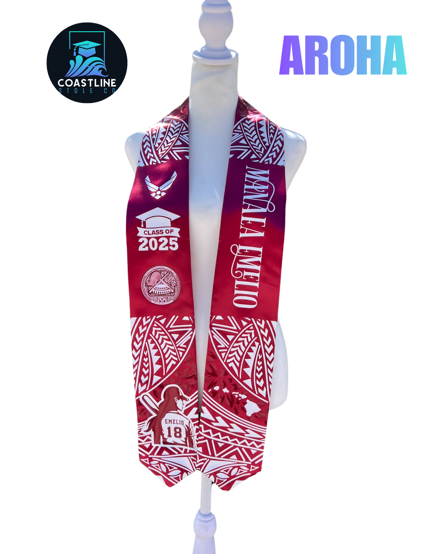 Tribal AROHA Graduation Stole - Cultural Flags | Sports | Honors - Polynesian Inspired - High School | College