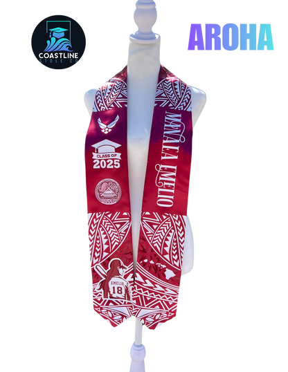 Tribal AROHA Graduation Stole - Cultural Flags | Sports | Honors - Polynesian Inspired - High School | College