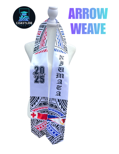 Tribal ARROW WEAVE Graduation Stole - Cultural Flags | Sports | Honors - Polynesian Inspired - High School | College