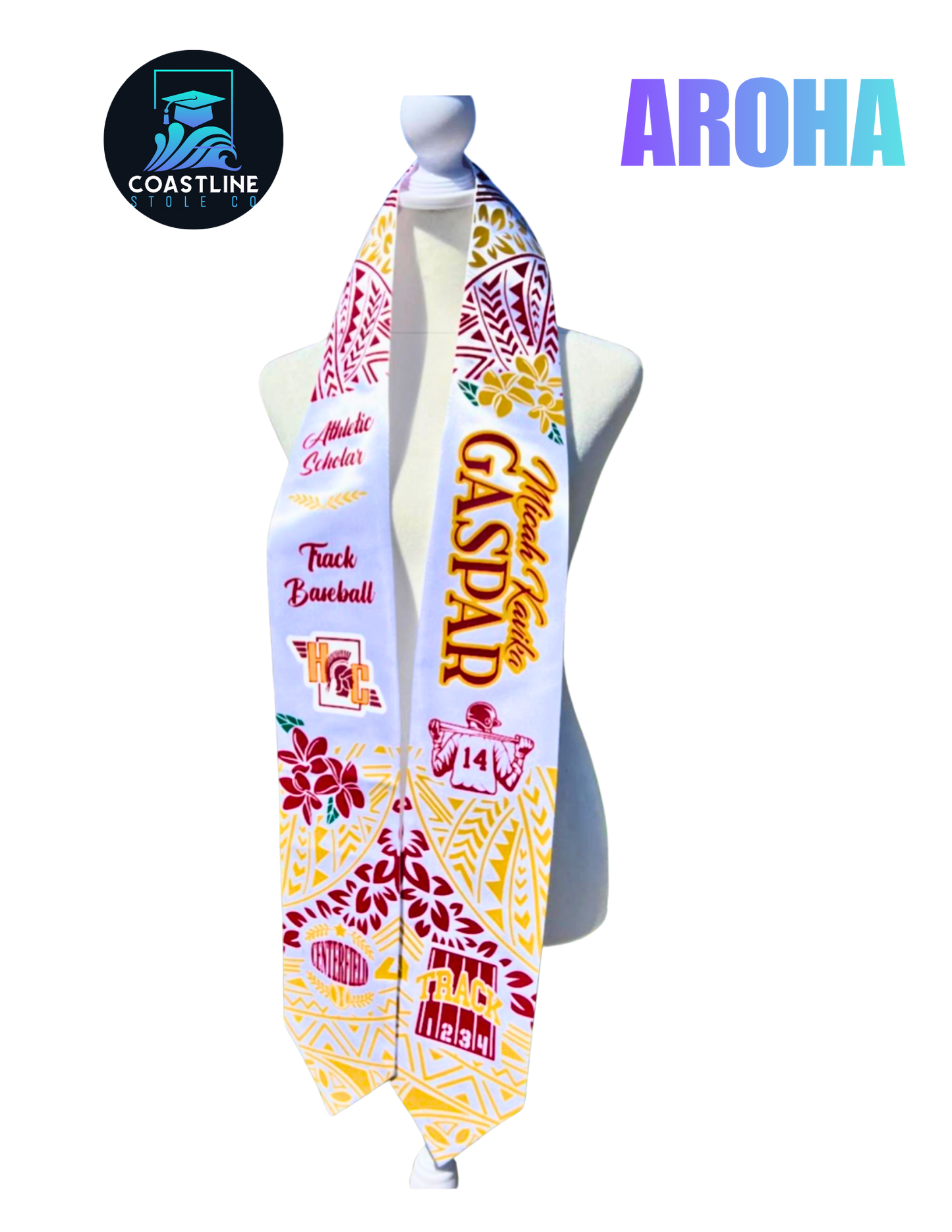 Tribal AROHA Graduation Stole - Cultural Flags | Sports | Honors - Polynesian Inspired - High School | College