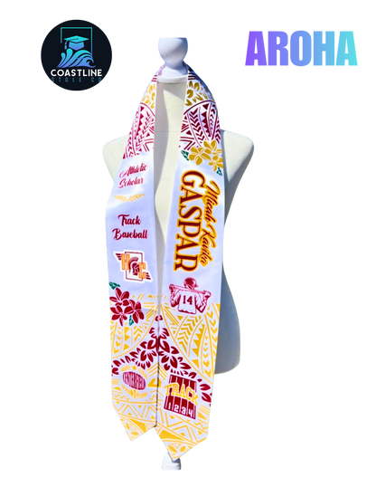 Tribal AROHA Graduation Stole - Cultural Flags | Sports | Honors - Polynesian Inspired - High School | College