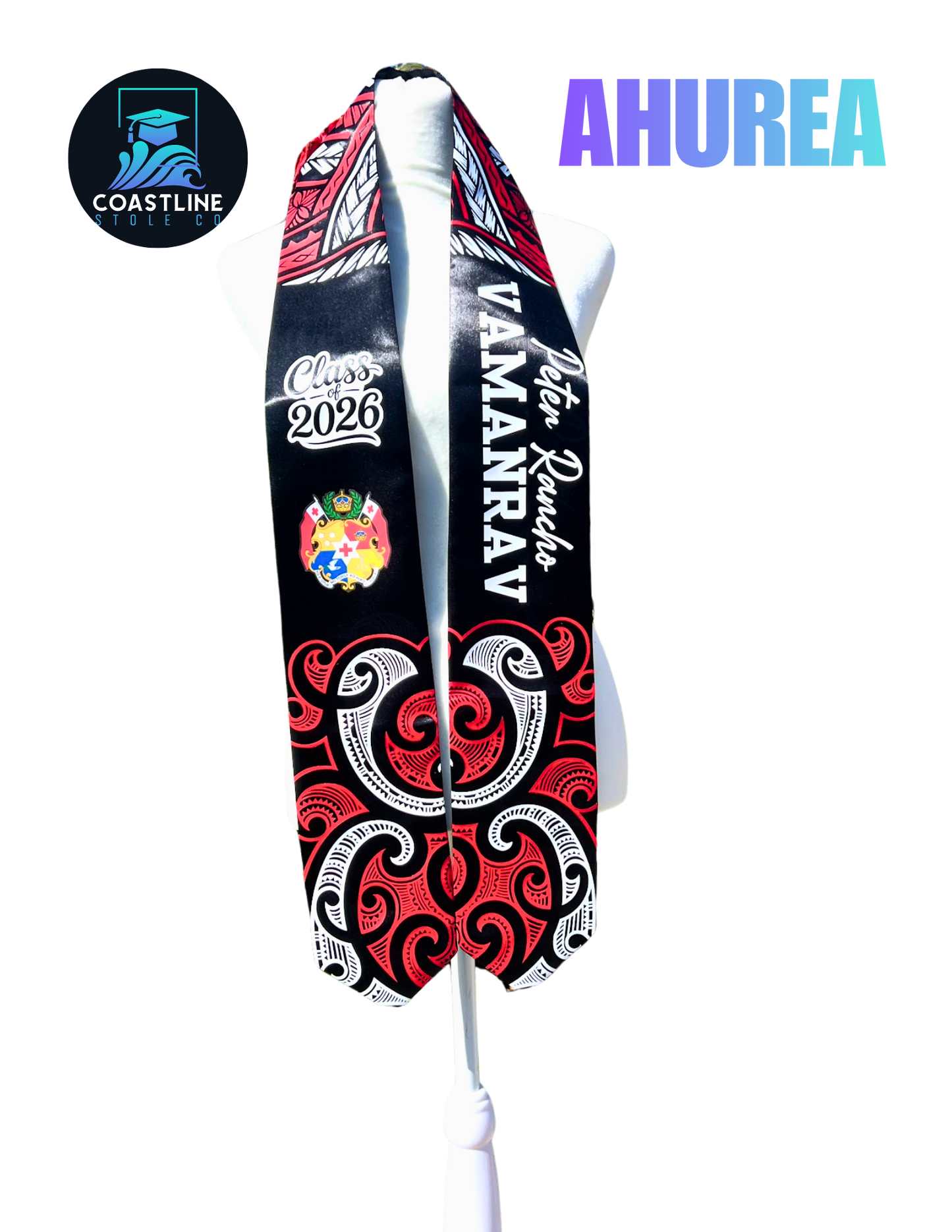 Tribal AHUREA Graduation Stole - Cultural Flags | Sports | Honors - Polynesian Inspired - High School | College