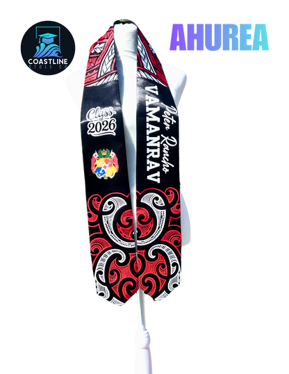 Tribal AHUREA Graduation Stole - Cultural Flags | Sports | Honors - Polynesian Inspired - High School | College