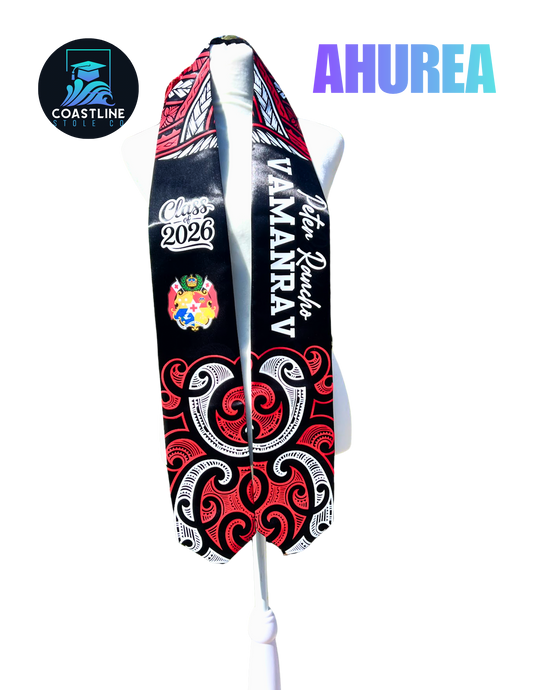 Tribal AHUREA Graduation Stole - Cultural Flags | Sports | Honors - Polynesian Inspired - High School | College