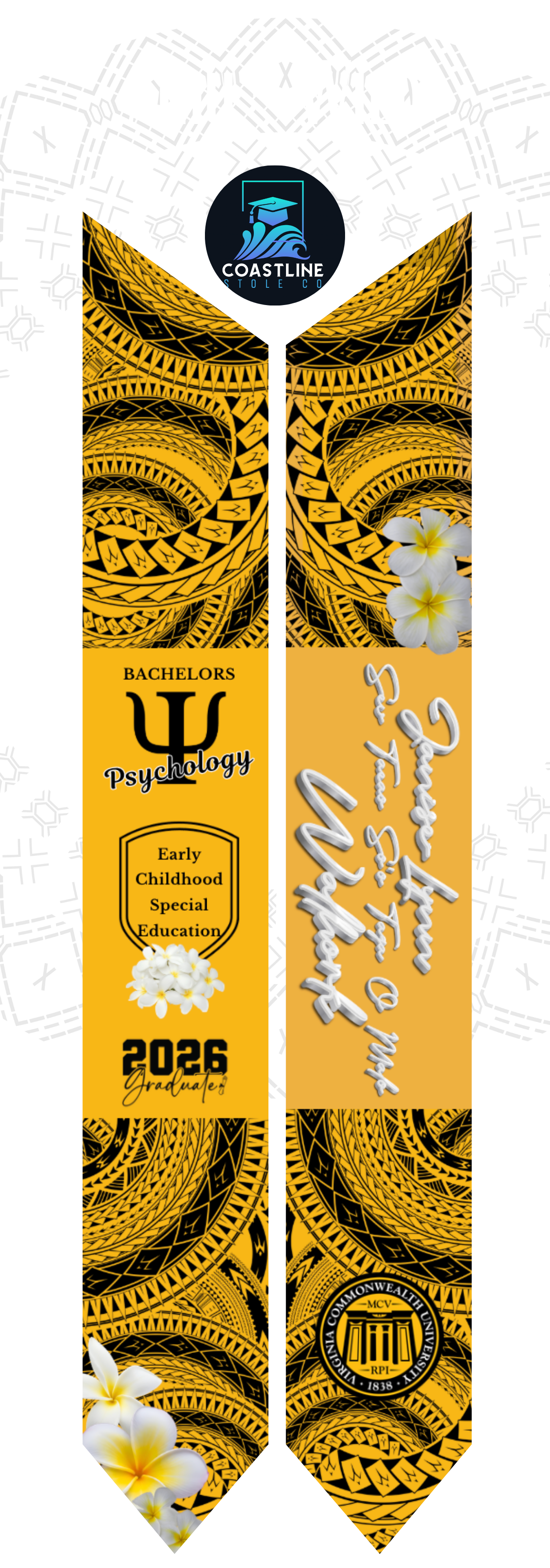 Tribal AHIU (Wild) Graduation Stole - Cultural Flags | Sports | Honors - Polynesian Inspired - High School | College
