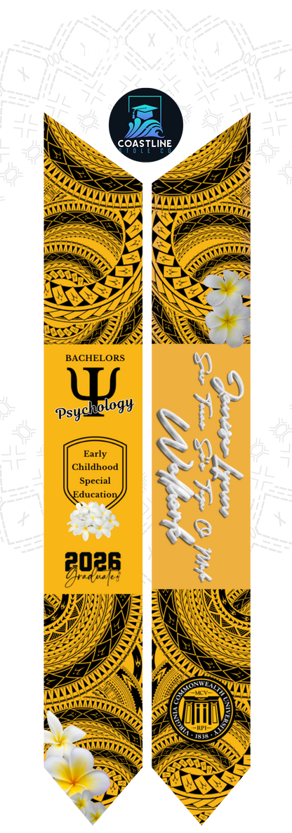 Tribal AHIU (Wild) Graduation Stole - Cultural Flags | Sports | Honors - Polynesian Inspired - High School | College
