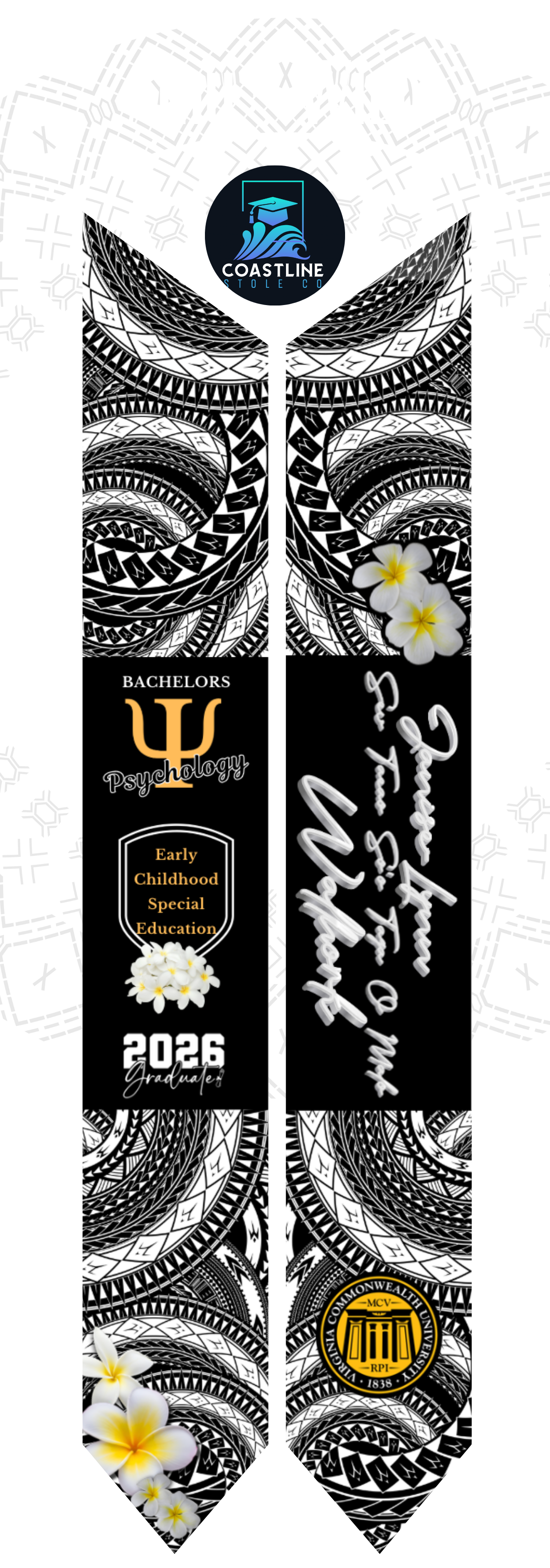 Tribal AHIU (Wild) Graduation Stole - Cultural Flags | Sports | Honors - Polynesian Inspired - High School | College
