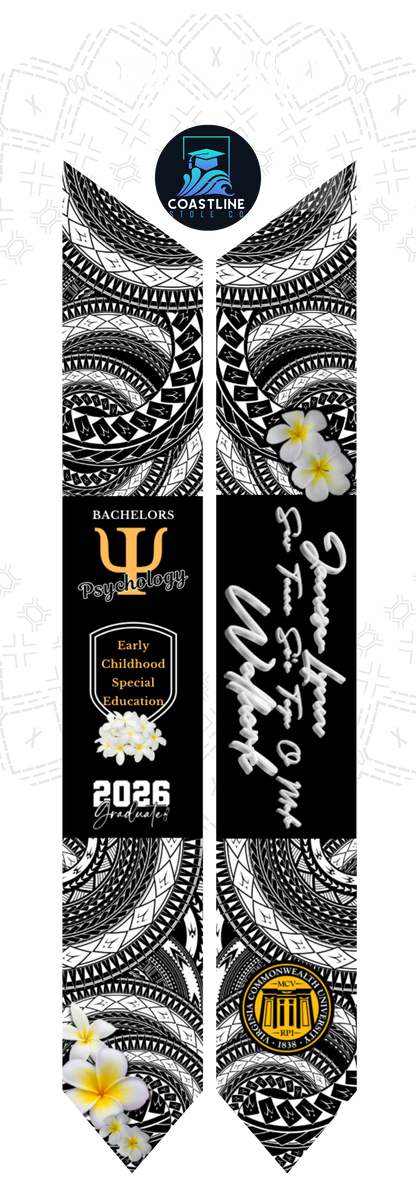 Tribal AHIU (Wild) Graduation Stole - Cultural Flags | Sports | Honors - Polynesian Inspired - High School | College