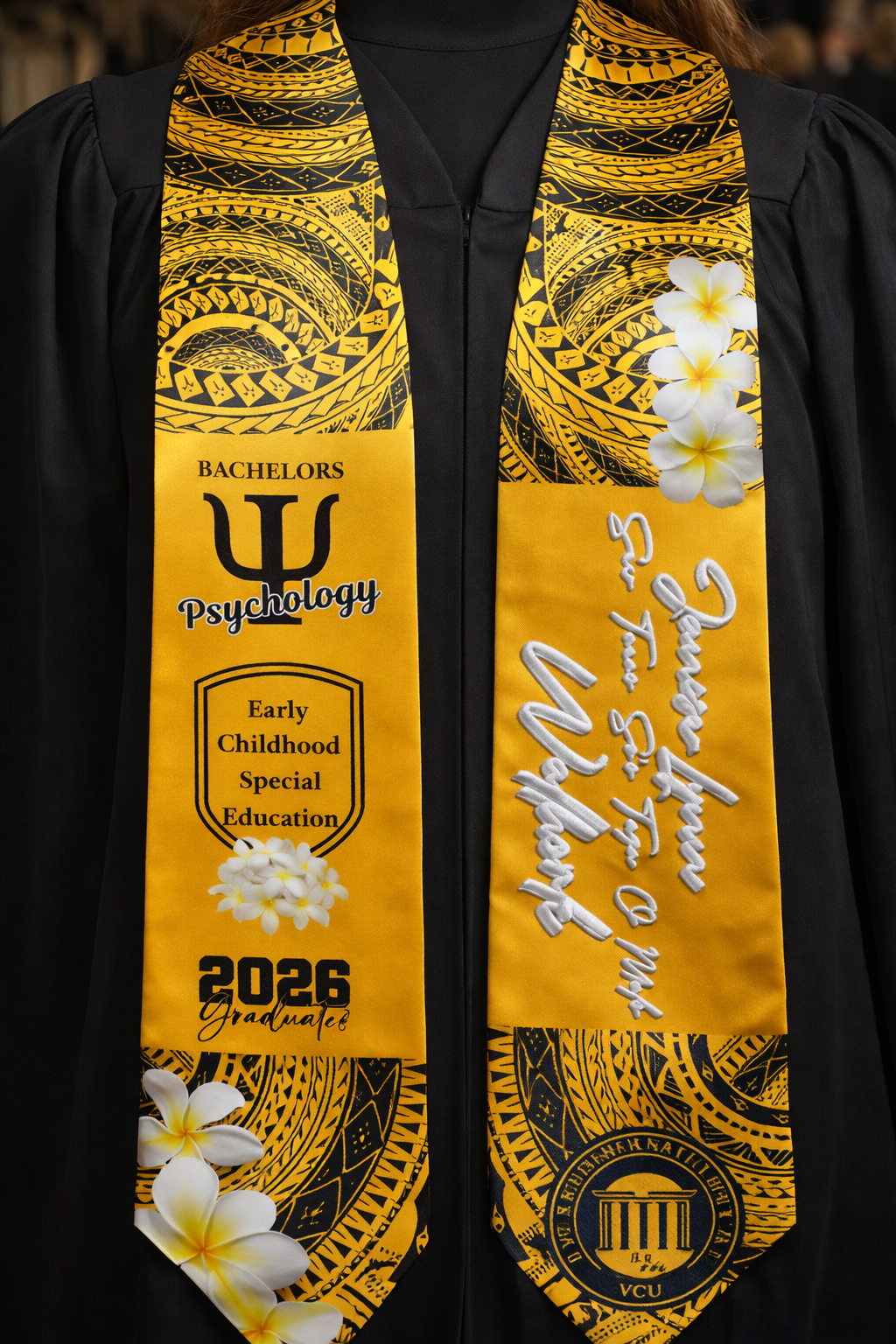 Tribal AHIU (Wild) Graduation Stole - Cultural Flags | Sports | Honors - Polynesian Inspired - High School | College