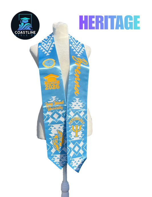 Native American HERITAGE - Graduation Stole - Custom - High School | College Sports Track Volleyball Football Soccer