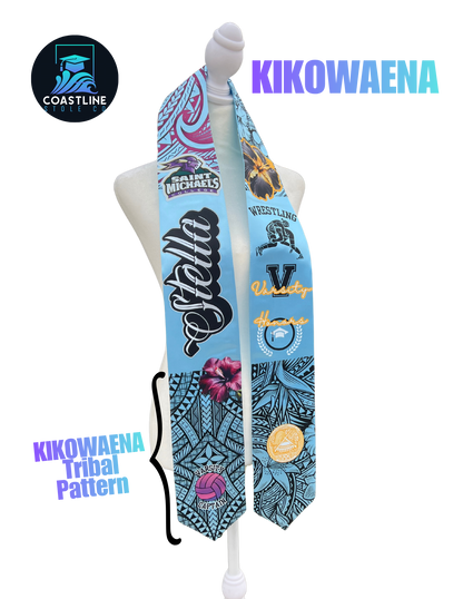 Tribal KIKOWAENA (Center) Graduation Stole - Cultural Flags | Sports | Honors - Polynesian Inspired - High School | College