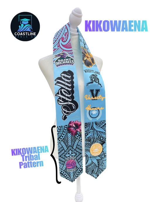 Tribal KIKOWAENA (Center) Graduation Stole - Cultural Flags | Sports | Honors - Polynesian Inspired - High School | College