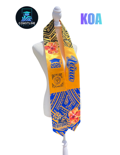 Tribal KOA Graduation Stole - Cultural Flags | Sports | Honors - Polynesian Inspired - High School | College