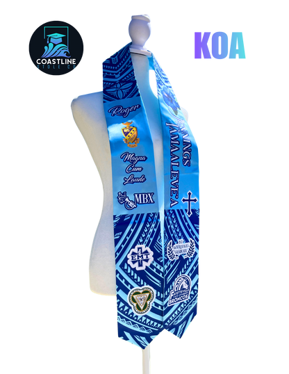 Tribal KOA Graduation Stole - Cultural Flags | Sports | Honors - Polynesian Inspired - High School | College