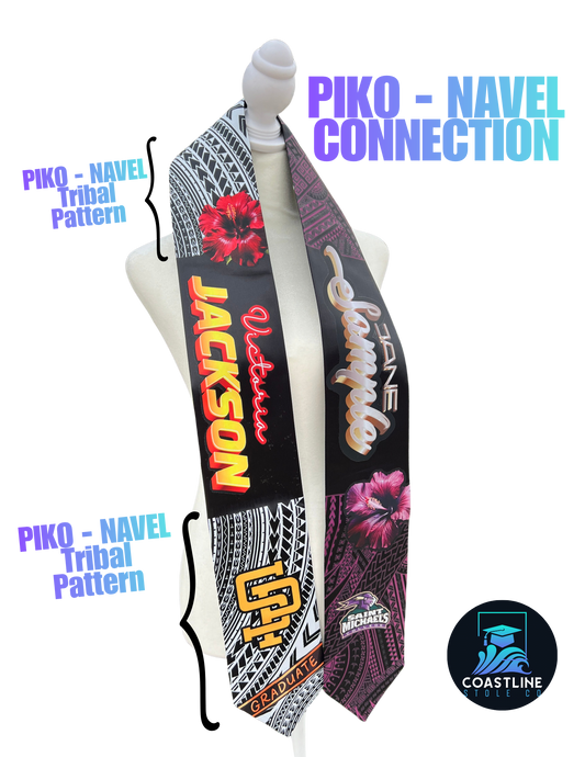 Tribal PIKO (Navel Connection) Graduation Stole - Cultural Flags | Sports | Honors - Polynesian Inspired - High School | College
