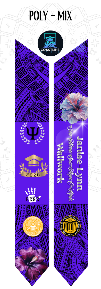 Tribal POLY-MIX Graduation Stole - Cultural Flags | Sports | Honors - Polynesian Inspired - High School | College
