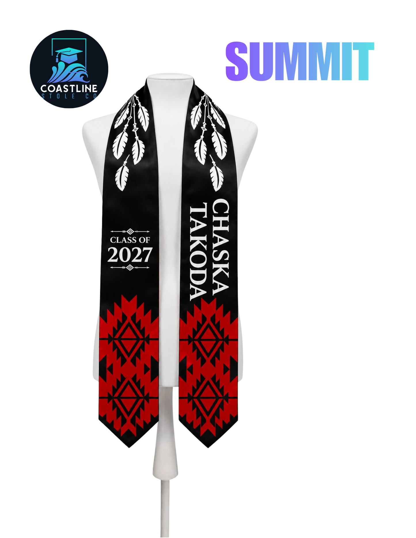 Native American SUMMIT - Graduation Stole - Custom - High School | College Sports Track Volleyball Football Soccer