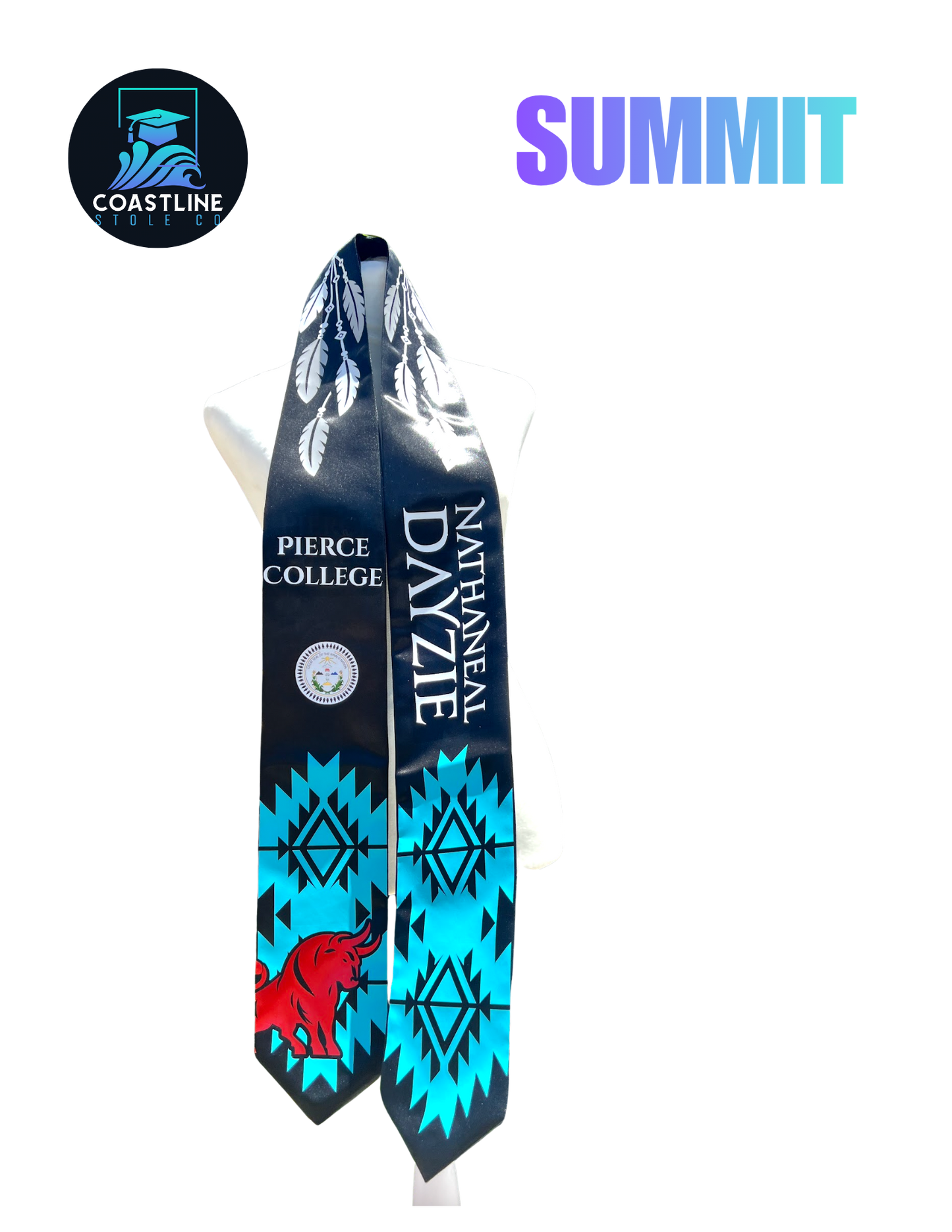 Native American SUMMIT - Graduation Stole - Custom - High School | College Sports Track Volleyball Football Soccer