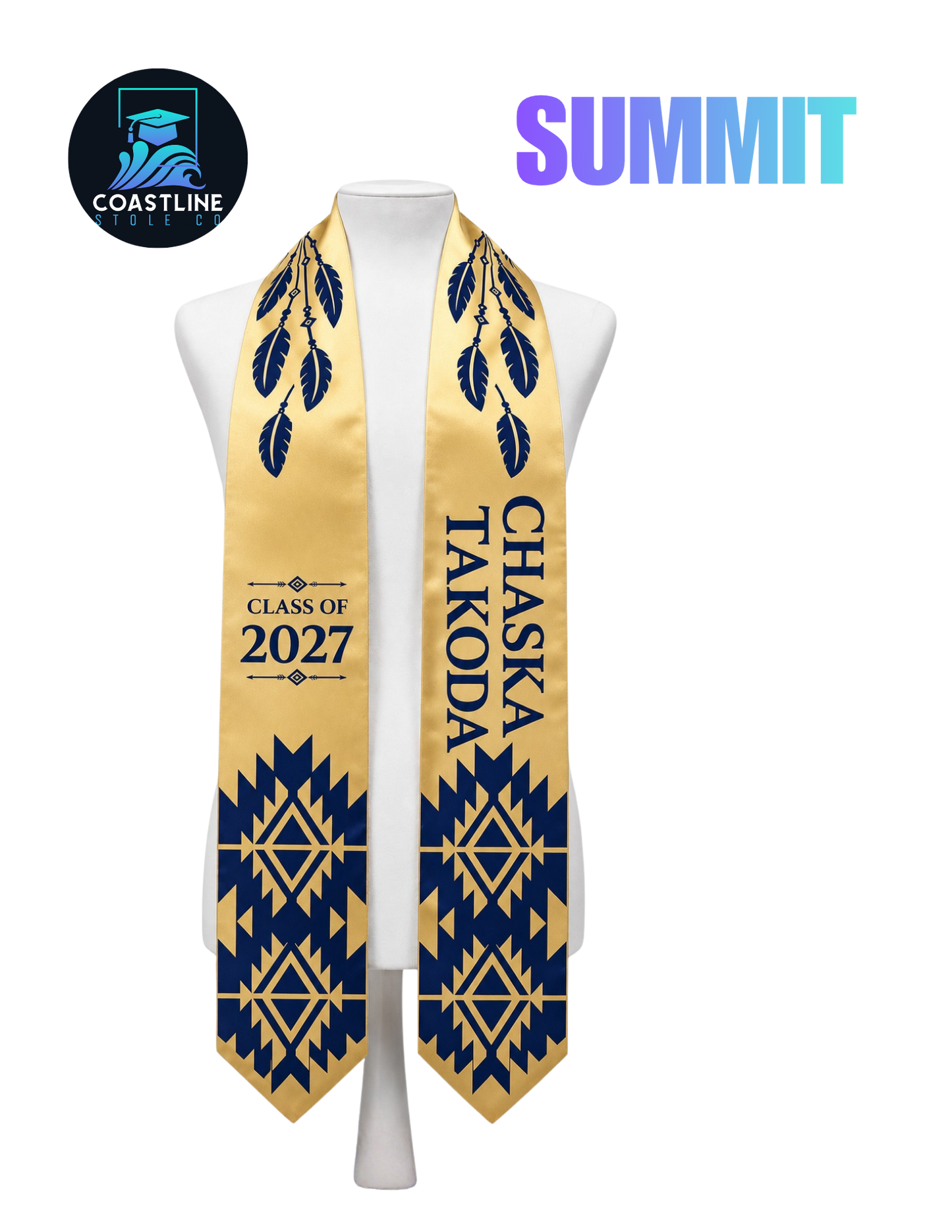 Native American SUMMIT - Graduation Stole - Custom - High School | College Sports Track Volleyball Football Soccer