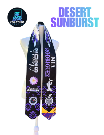 Native American DESERT SUNBURST - Graduation Stole - Custom - High School | College Sports Track Volleyball Football Soccer