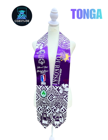 Tribal TONGA Graduation Stole - Cultural Flags | Sports | Honors - Polynesian Inspired - High School | College