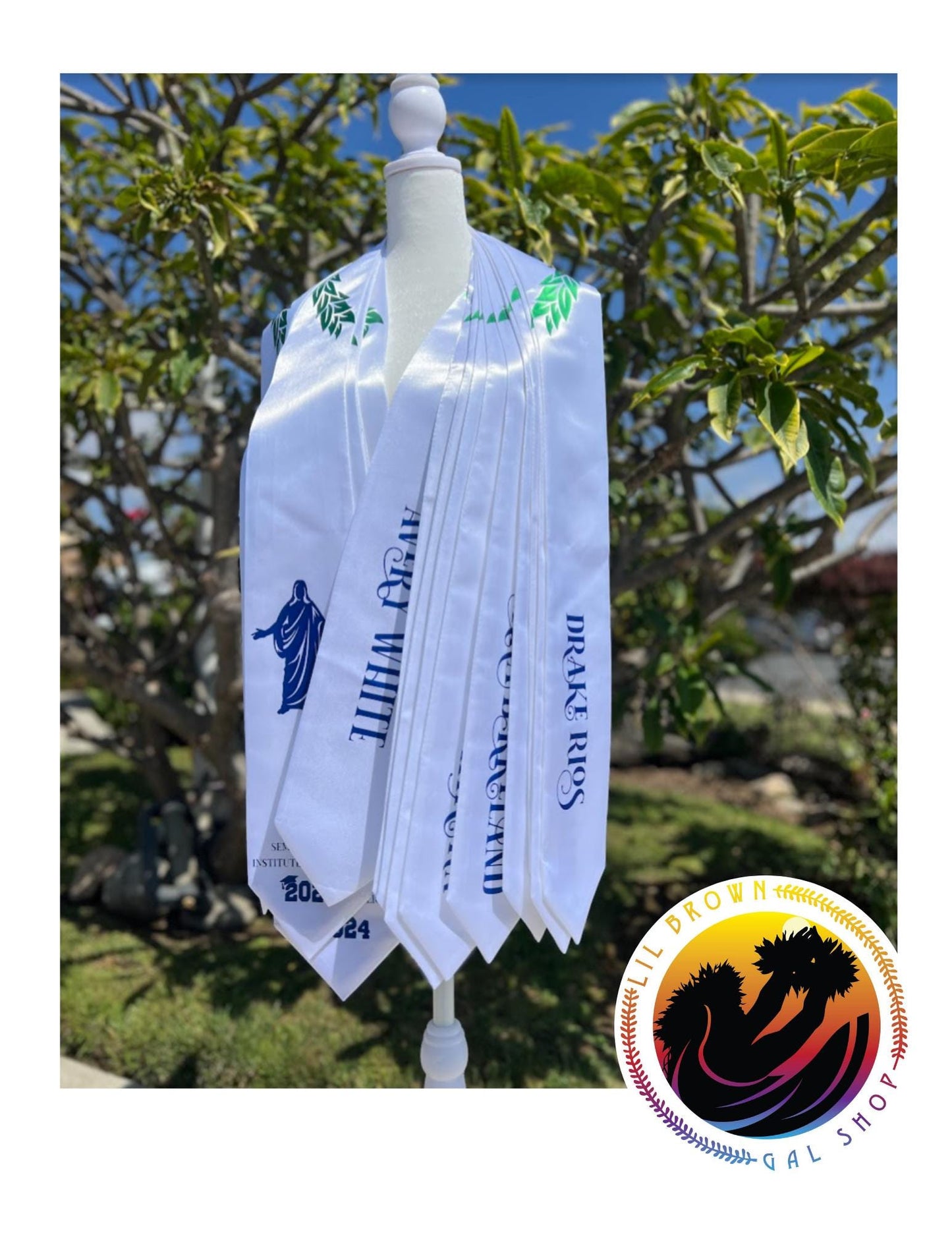 Graduation Stole - Flowers - High School | College - Custom, Band, Track, Yearbook, Sports, Cheerleader, Football